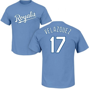 Men's Kansas City Royals Nelson Velazquez ＃17 Roster Name & Number T-Shirt - Light Blue