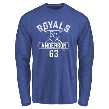 Men's Kansas City Royals Nick Anderson ＃63 Base Runner Long Sleeve T-Shirt - Royal