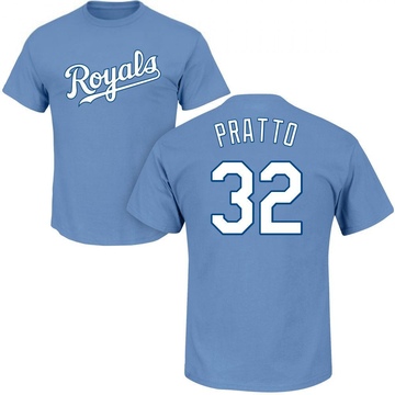 Men's Kansas City Royals Nick Pratto ＃32 Roster Name & Number T-Shirt - Light Blue