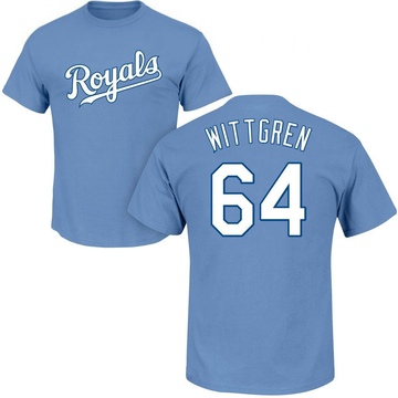 Men's Kansas City Royals Nick Wittgren ＃64 Roster Name & Number T-Shirt - Light Blue