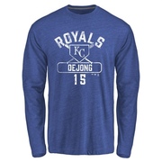 Men's Kansas City Royals Paul DeJong ＃15 Base Runner Long Sleeve T-Shirt - Royal