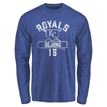 Men's Kansas City Royals Paul DeJong ＃15 Base Runner Long Sleeve T-Shirt - Royal