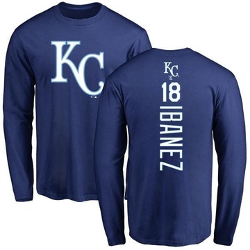 Men's Kansas City Royals Raul Ibanez ＃18 Backer Long Sleeve T-Shirt - Royal