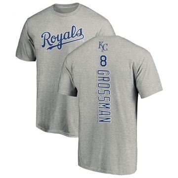 Men's Kansas City Royals Robbie Grossman ＃8 Backer T-Shirt Ash