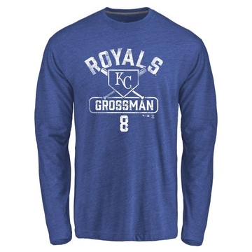 Men's Kansas City Royals Robbie Grossman ＃8 Base Runner Long Sleeve T-Shirt - Royal