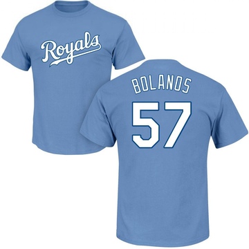 Men's Kansas City Royals Ronald Bolanos ＃57 Roster Name & Number T-Shirt - Light Blue