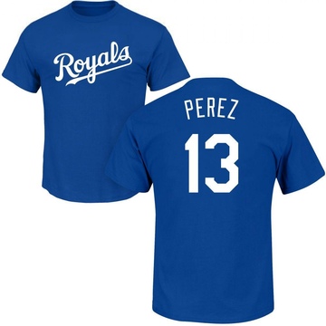 Men's Kansas City Royals Salvador Perez ＃13 Roster Name & Number T-Shirt - Royal