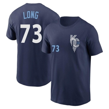 Men's Kansas City Royals Sam Long ＃73 2022 City Connect Name & Number T-Shirt - Navy