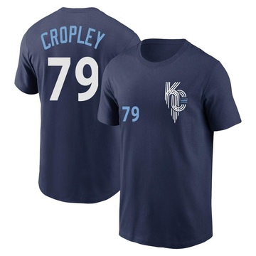 Men's Kansas City Royals Tyler Cropley ＃79 2022 City Connect Name & Number T-Shirt - Navy