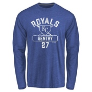 Men's Kansas City Royals Tyler Gentry ＃27 Base Runner Long Sleeve T-Shirt - Royal