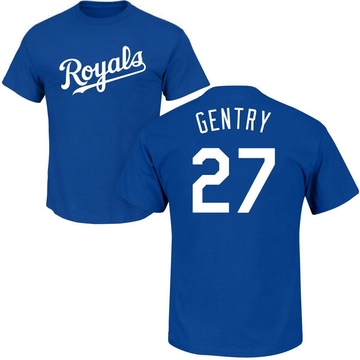 Men's Kansas City Royals Tyler Gentry ＃27 Roster Name & Number T-Shirt - Royal