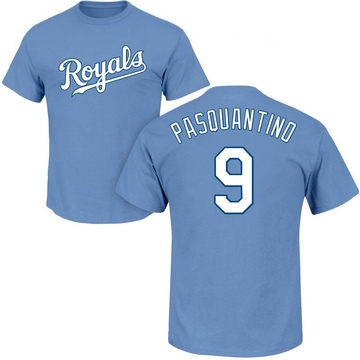 Men's Kansas City Royals Vinnie Pasquantino ＃9 Roster Name & Number T-Shirt - Light Blue