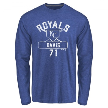 Men's Kansas City Royals Wade Davis ＃71 Base Runner Long Sleeve T-Shirt - Royal