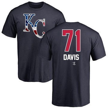 Men's Kansas City Royals Wade Davis ＃71 Name and Number Banner Wave T-Shirt - Navy