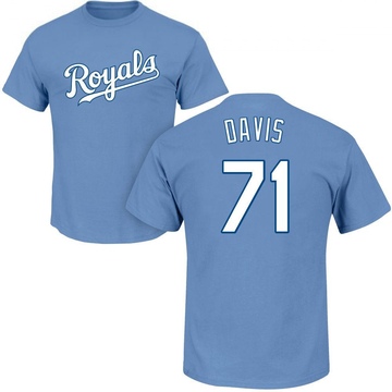 Men's Kansas City Royals Wade Davis ＃71 Roster Name & Number T-Shirt - Light Blue