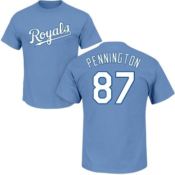 Men's Kansas City Royals Walter Pennington ＃87 Roster Name & Number T-Shirt - Light Blue
