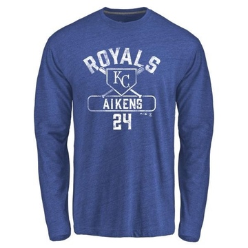 Men's Kansas City Royals Willie Aikens ＃24 Base Runner Long Sleeve T-Shirt - Royal