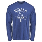 Men's Kansas City Royals Willie Wilson ＃6 Base Runner Long Sleeve T-Shirt - Royal