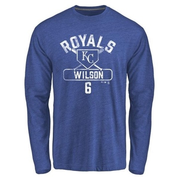 Men's Kansas City Royals Willie Wilson ＃6 Base Runner Long Sleeve T-Shirt - Royal