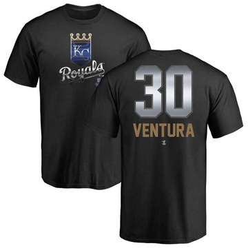 Men's Kansas City Royals Yordano Ventura ＃30 Midnight Mascot T-Shirt - Black