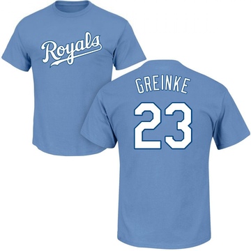 Men's Kansas City Royals Zack Greinke ＃23 Roster Name & Number T-Shirt - Light Blue