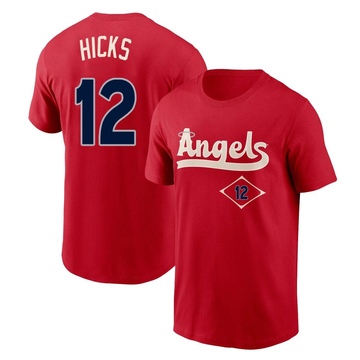 Men's Los Angeles Angels Aaron Hicks ＃12 2022 City Connect Name & Number T-Shirt - Red