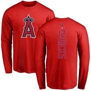 Men's Los Angeles Angels Aaron Hicks ＃12 Backer Long Sleeve T-Shirt - Red