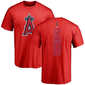 Men's Los Angeles Angels Aaron Hicks ＃12 Backer T-Shirt - Red