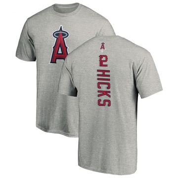 Men's Los Angeles Angels Aaron Hicks ＃12 Backer T-Shirt Ash