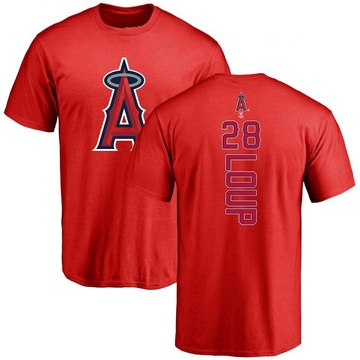 Men's Los Angeles Angels Aaron Loup ＃28 Backer T-Shirt - Red