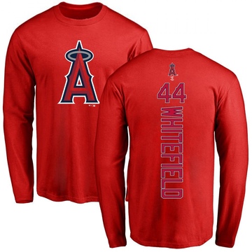 Men's Los Angeles Angels Aaron Whitefield ＃44 Backer Long Sleeve T-Shirt - Red