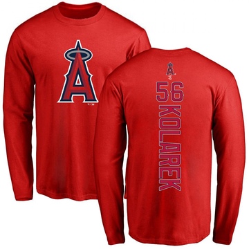 Men's Los Angeles Angels Adam Kolarek ＃56 Backer Long Sleeve T-Shirt - Red