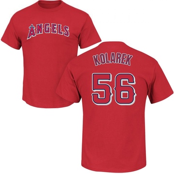 Men's Los Angeles Angels Adam Kolarek ＃56 Roster Name & Number T-Shirt - Red