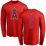 Men's Los Angeles Angels Caden Dana ＃36 Backer Long Sleeve T-Shirt - Red