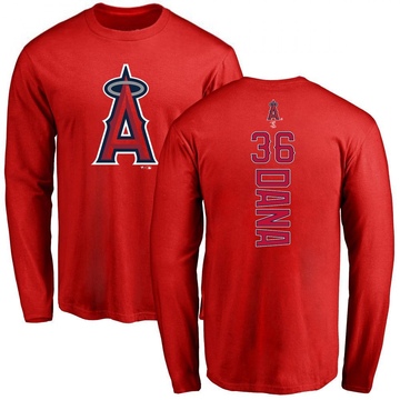 Men's Los Angeles Angels Caden Dana ＃36 Backer Long Sleeve T-Shirt - Red