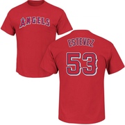 Men's Los Angeles Angels Carlos Estevez ＃53 Roster Name & Number T-Shirt - Red