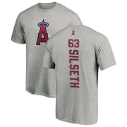 Men's Los Angeles Angels Chase Silseth ＃63 Backer T-Shirt Ash