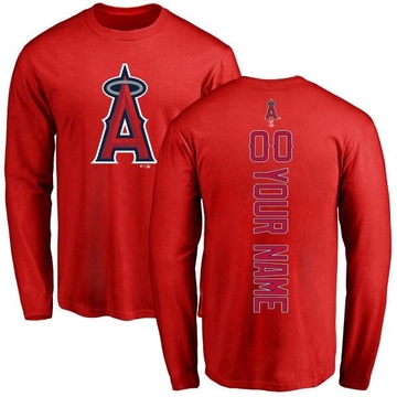 Men's Los Angeles Angels Custom ＃00 Backer Long Sleeve T-Shirt - Red