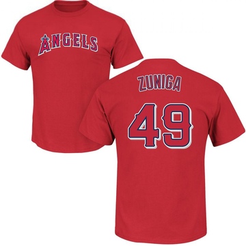 Men's Los Angeles Angels Guillermo Zuniga ＃49 Roster Name & Number T-Shirt - Red