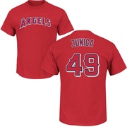 Men's Los Angeles Angels Guillo Zuniga ＃49 Roster Name & Number T-Shirt - Red