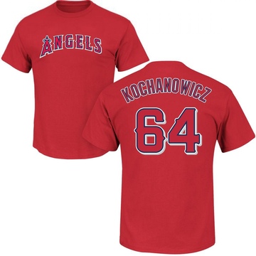 Men's Los Angeles Angels Jack Kochanowicz ＃64 Roster Name & Number T-Shirt - Red