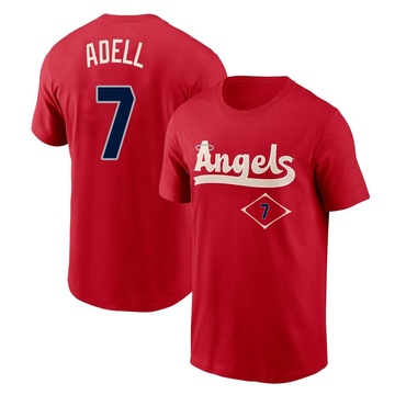 Men's Los Angeles Angels Jo Adell ＃7 2022 City Connect Name & Number T-Shirt - Red