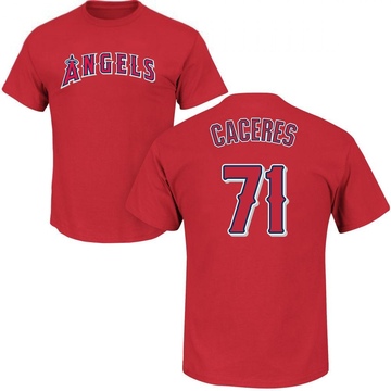 Men's Los Angeles Angels Kelvin Caceres ＃71 Roster Name & Number T-Shirt - Red