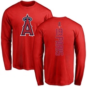 Men's Los Angeles Angels Kyren Paris ＃19 Backer Long Sleeve T-Shirt - Red