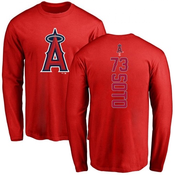 Men's Los Angeles Angels Livan Soto ＃73 Backer Long Sleeve T-Shirt - Red