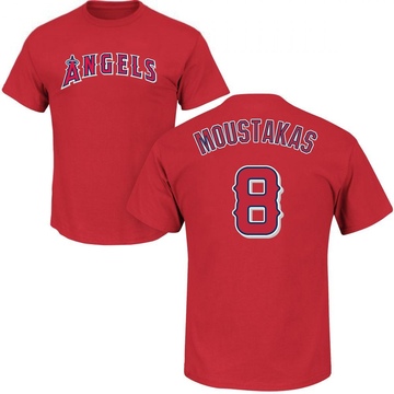 Men's Los Angeles Angels Mike Moustakas ＃8 Roster Name & Number T-Shirt - Red