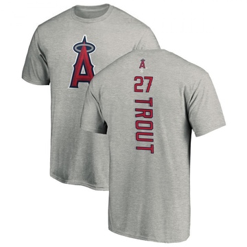 Men's Los Angeles Angels Mike Trout ＃27 Backer T-Shirt Ash