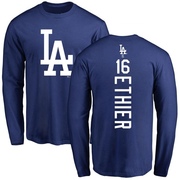 Men's Los Angeles Dodgers Andre Ethier ＃16 Backer Long Sleeve T-Shirt - Royal