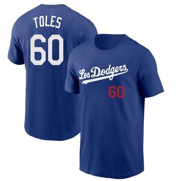 Men's Los Angeles Dodgers Andrew Toles ＃60 2022 City Connect Name & Number T-Shirt - Royal