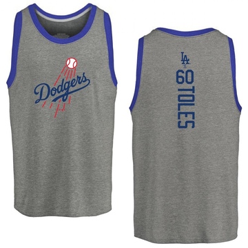 Men's Los Angeles Dodgers Andrew Toles ＃60 Backer Tank Top Ash